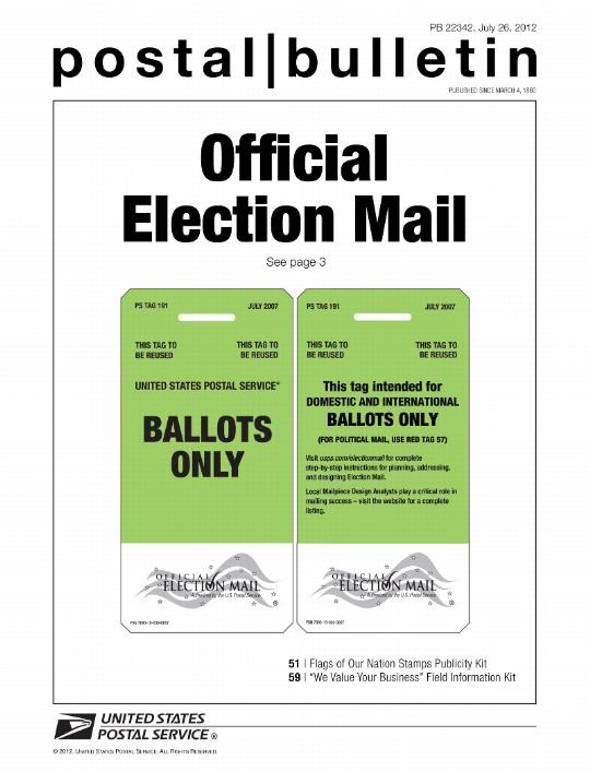 Official Election Mail, image of ballot tags