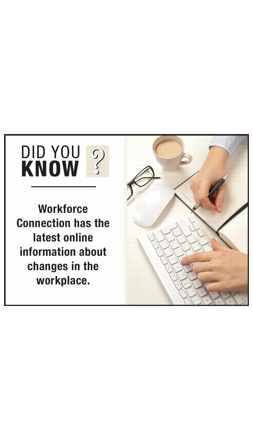 DID YOU KNOW? Workforce Connectin has the latest online information about changes in the workplace.