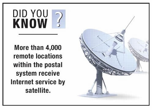 DID YOU KNOW? More than 4,000 remote locations within the postal system receive Internet service by satellite.