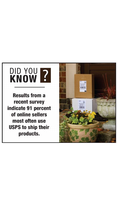 Did you know?Results from a recent survey indicate 91% of online sellers most often use USPS to ship their products