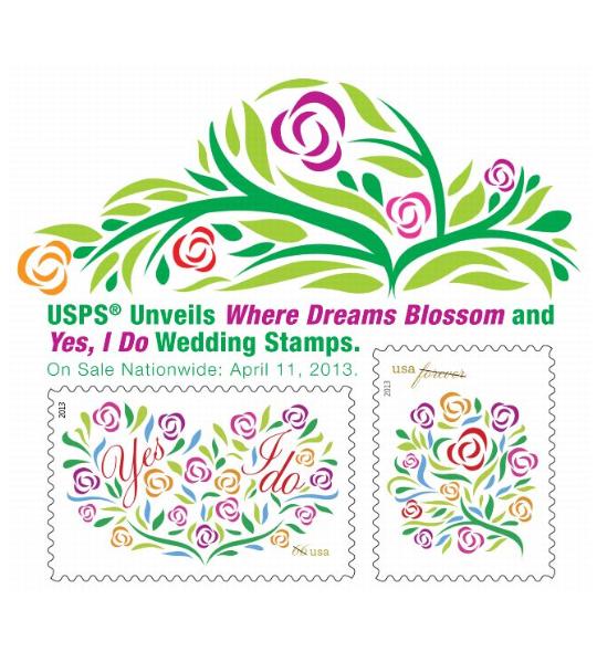 PB 22362, May 2, 2013 - Back Cover - USPS Unveils Where Dreams Blossom and Yes, I Do Wedding Stamps. On Sale Nationwide: April 11, 2013