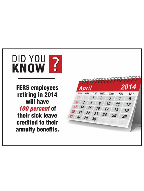 DID YOU KNOW? FERS employees retiring in 2014 will have 100 percent of their sick leave credited to their annuity benefits.