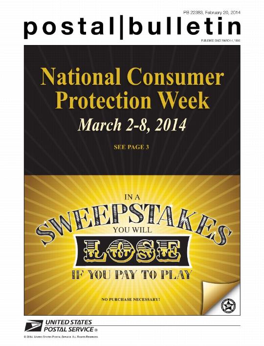 PB 22383, February 20, 2014 - Nation Consumer Protection Week, March 2-8, 2014 - SEE PAGE 3