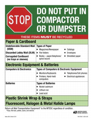 Notice 890-A, Do Not Put In Compactor or Dumpster