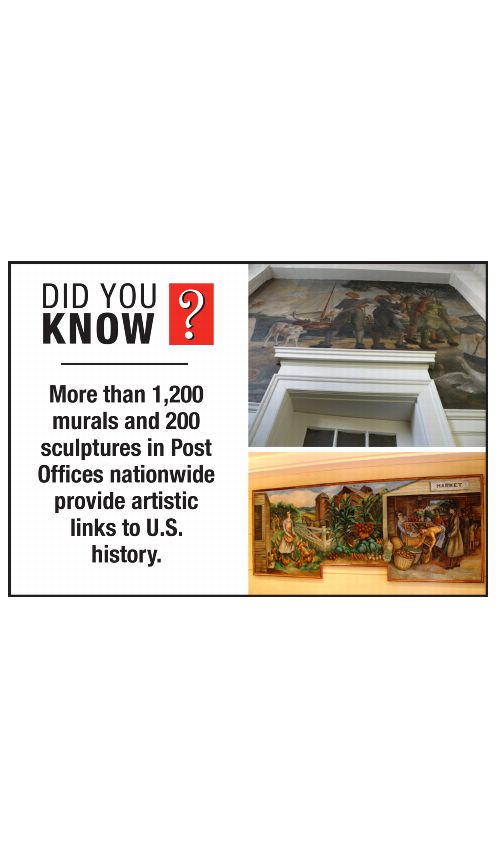 DID YOU KNOW? More than 1,200 murals and 200 sculptures in Post Offices nationwide provice artistic links to U.S. history.