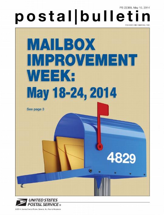 PB 22389, May 15, 2014 - MAILBOX IMPROVEMENT WEEK: May 18-24, 2014, see page 3