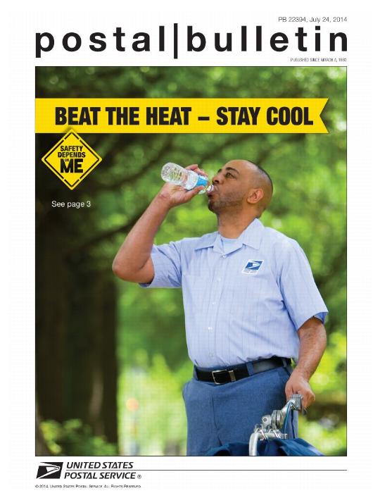 PB22394, July 24, 2014, Front Cover, BEAT THE HEAT - STAY COOL, SAFETY DEPENDS ON ME. See page 3