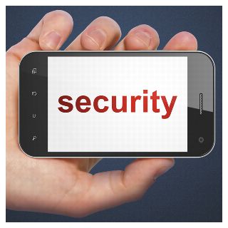 image of a cell phone with "security" displayed