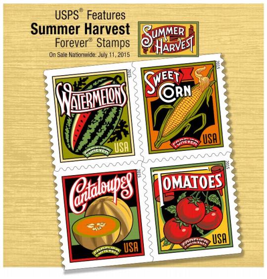 USPS Features Summer Harvest Forever Stamps On Sale Nationwide: July 11, 2015