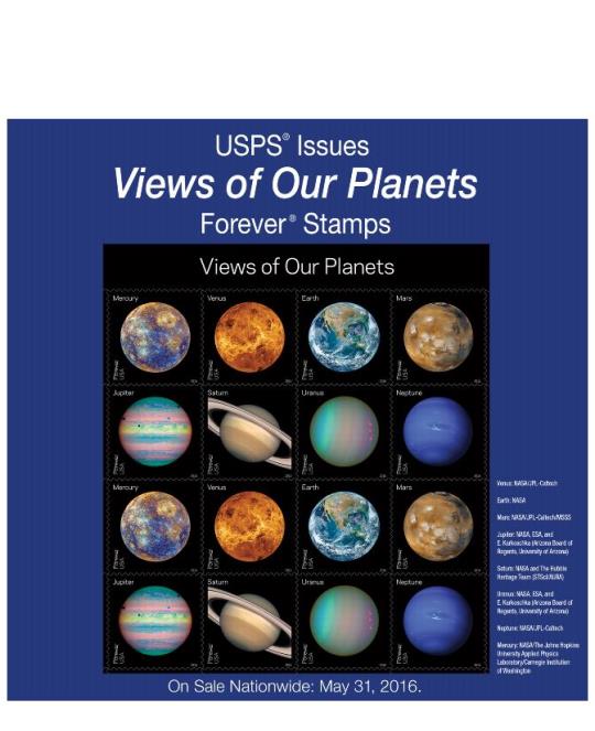 USPS Issues Views of Our Planets Forever Stamps - On Sale Nationwide: May 31, 2016