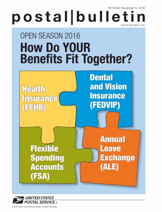Postal Bulletin 22454, November 10, 2016 Front Cover - Open Season 2016. How Do YOUR Benefits Fit Together?. See page 3