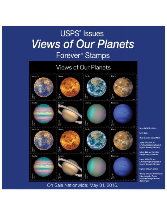 USPS Issues Views of Our Planets Forever Stamp:On Sale Nationwide:May 31, 2016