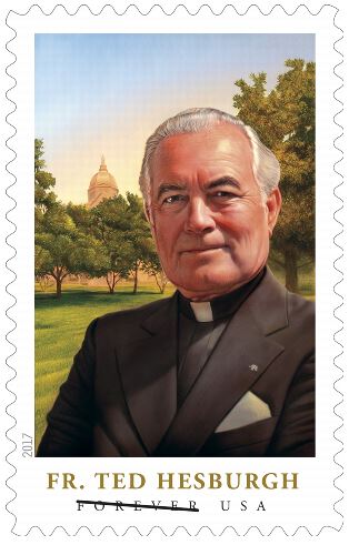 Stamp Announcement 17-35: Father Theodore Hesburgh Stamp