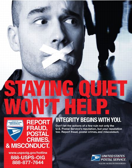 image of poster shows man with mouth taped