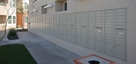 image of wall-mounted mailboxes