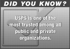 Did you know? USPS is one of the most trusted among all public and provate organizations.