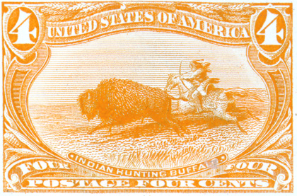 Image of die proof of the stamp "Indian Hunting Buffalo"