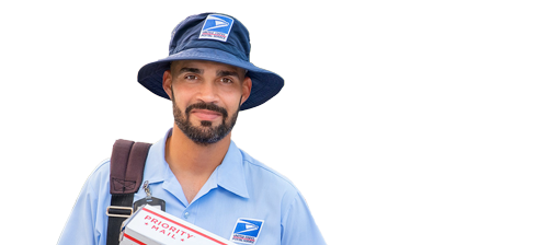 USPS employee outside delivering a package