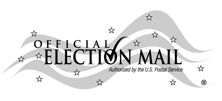 Official Election Mail. Authorized by the U.S. Postal Service. Image of the official election mail logo.