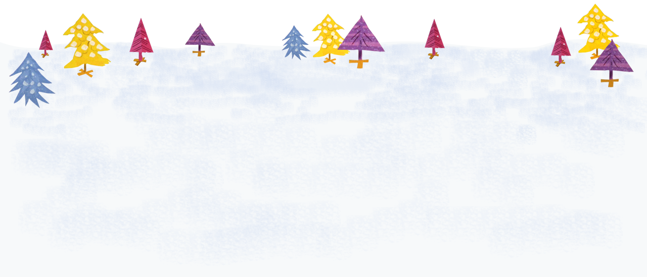 Snowy scene with holiday trees