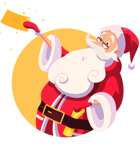 Illustration of Santa holding an envelope