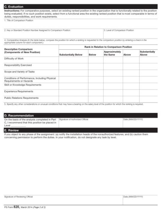 Exhibit 212.2 Ps Form 820, Ranking of Position Request page 2