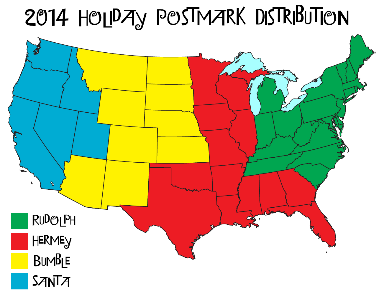 2014 Holiday Postmark Distribution Map