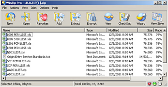 Screenshot illustrating the the 13 files in the root folder.