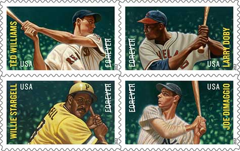 Set of four baseball stamps