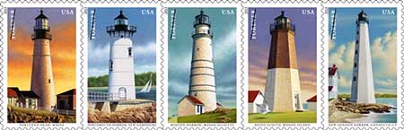 Forever Stamps feature New England coastal lighthouses