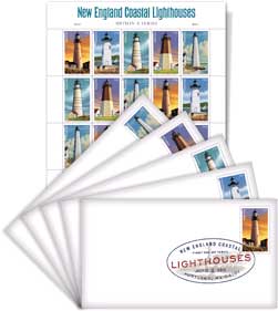 Forever Stamps feature New England coastal lighthouses