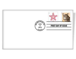 First-Day Cover (Bobcat stamp plus Patriotic Star stamp) First-Day Cover (Bobcat stamp plus Patriotic Star stamp)