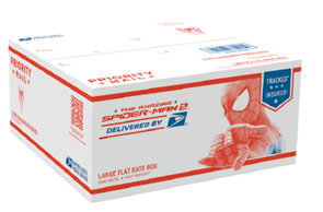 USPS Priority Mail Flat Rate Shipping Box with Spider-Man promotion