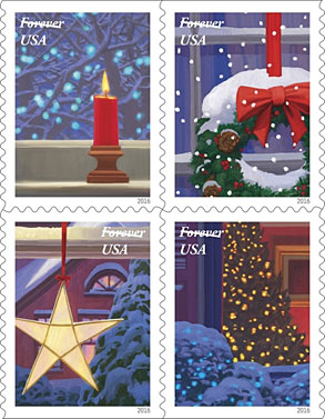 Holiday Windows Forever stamps 