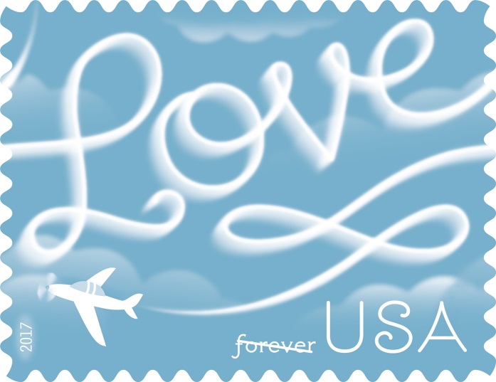 New Love Skywriting forever stamp