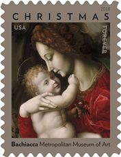Madonna and Child by Bacchiacca stamp