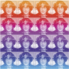 John Lennon stamp sheet.