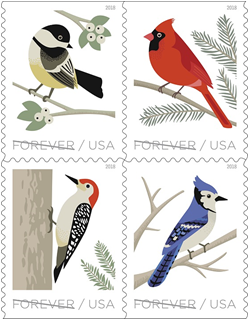 Birds in Winter Nest Forever stamps