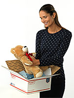 consumer opening a USPS parcel