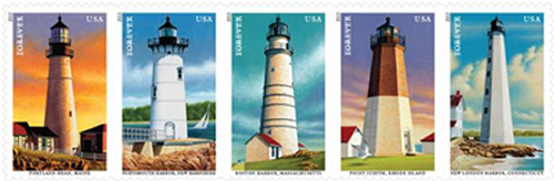 New England lighthouses stamps