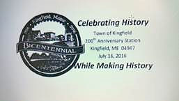 Kingfield, Maine bicentennial pictorial cancellation 