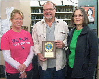 (l-r) Casey Moore, daughter of Terry and a letter carrier in Woodleaf Post Office; Terry Moore; and wife Gail