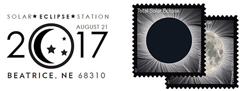Special Postmark and 'Total Eclipse' of Sun stamps