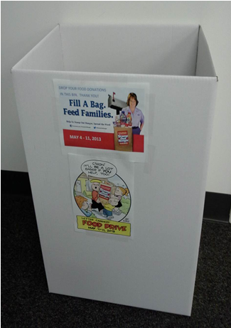 Stamp Out Hunger Food Drive bin