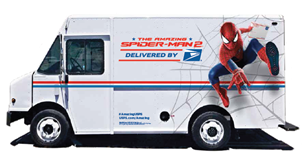 Postal truck with Spider-Man design