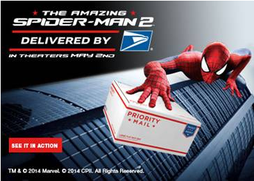 Spider-Man and Priority Mail package