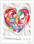 2016 - Quilled Paper Heart Forever stamp