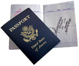 US Passport on map
