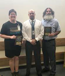 Rural Carrier Brenda Trombley and City Carrier James McCarroll, with Rutland Postmaster James Ragosta Rural Carrier Brenda Trombley and City Carrier James McCarroll, with Rutland Postmaster James Ragosta