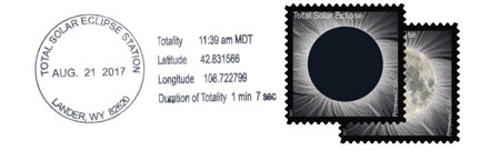 Lander Post Office Special Postmark and Total Eclipse of Sun Stamp